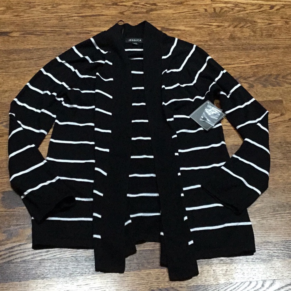 Black and White Striped Cardigan